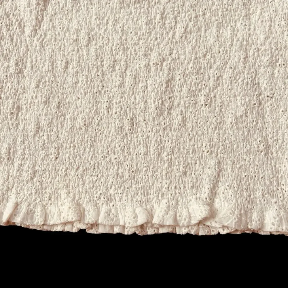 ASTR The Label Women’s Hudson Top White Eyelet Pique Smocked Bodice Size M NWOT - Picture 10 of 12